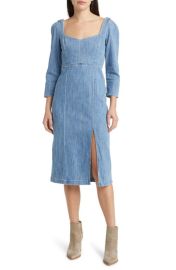 Le Jean Tallulah Long Sleeve Denim Midi Dress at Nordstrom