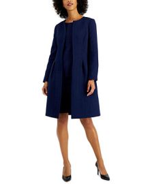 Le Suit Long Jewel Neck Jacket and Sheath Dress Suit - Macys at Macys