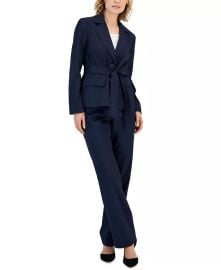 Le Suit Womens Belted Pinstripe Blazer Pants - Macys at Macys