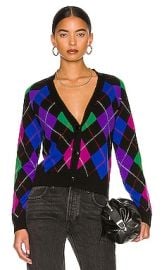 Le Superbe Argyle Gem Cardigan in Black Argyle at Revolve