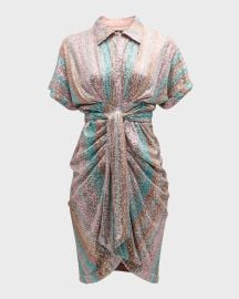 Le Superbe Mini Miko Draped Sequin Shirtdress at Neiman Marcus