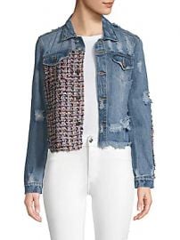 Lea  amp  Viola - Distressed Cropped Denim Jacket at Saks Off 5th