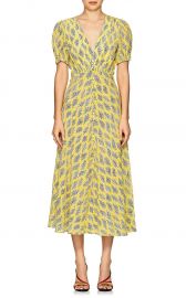 Lea Algae-Print Silk Midi-Dress at Barneys