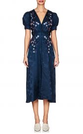 Lea Floral-Embroidered Silk Dress  Saloni at Barneys