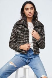 Lea Houndstooth Shimmer Cropped Coat at Anthropologie