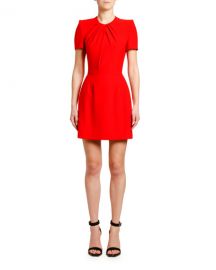 Leaf Crepe Draped Neck Mini Dress Alexander McQueen at Bergdorf Goodman