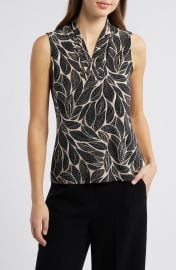 Leaf Print Sleeveless Top at Nordstrom