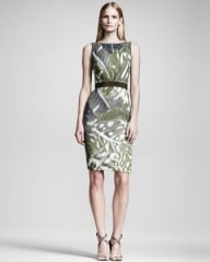 Leaf print linen dress by Giambattista Valli at Neiman Marcus