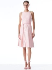 Leandra Vegan Leather Belted Midi Dress In English Rose  Alice And Olivia at Alice + Olivia