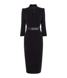 Leather Belt Pencil Dress by Karen Millen at Karen Millen