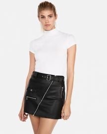 Leather Belted Mini Skirt at Express