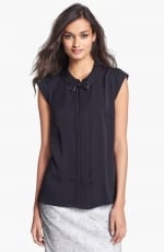 Leather Bow Tie Top by Milly at Nordstrom