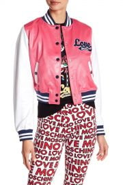 Leather Colorblock Jacket by Moschino at Farfetch