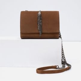 Leather Cross Body Bag with Metal Detail at Zara