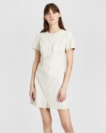 Leather Easy Snap Shift Dress at Theory