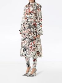 Leather Graffiti Print Trench Coat by Burberry worn by Walnette Marie Santiago on First Kill at Farfetch