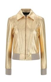 Leather Jacket In Gold by Celine at Yoox