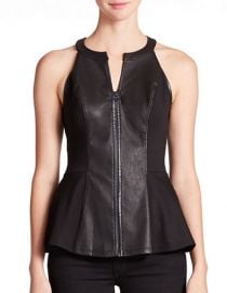 Leather Peplum Top by Guess at Lord & Taylor