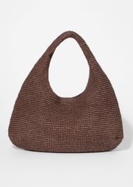 Leather-Piping Straw Shoulder Bag - Dark Brown - amp Other Stories US at & Other Stories