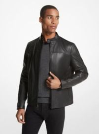 Leather Racer Jacket Michael Kors US at Michael Kors