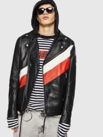 Leather and nylon biker jacket at Diesel