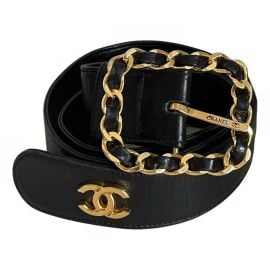 Leather belt Chanel Black size 70 cm in Leather - 19344944 at Vestiaire Collective