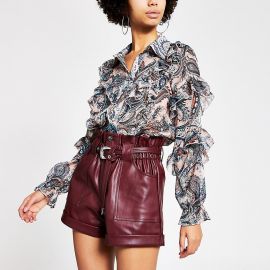 Leather belted shorts at River Island