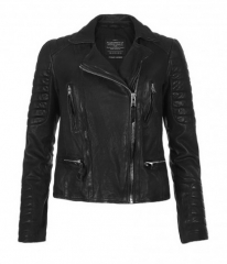 Leather biker jacket in black at All Saints