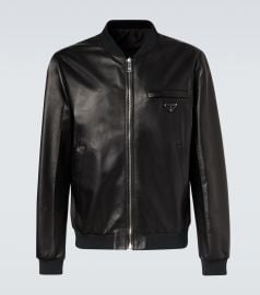 Leather bomber jacket in black - Prada at Mytheresa