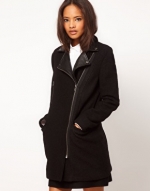 Leather collared coat at ASOS at Asos