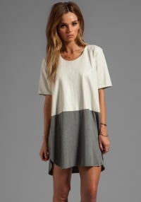 Leather front tee dress  at Revolve