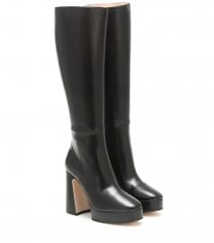 Leather knee-high platform boots at Mytheresa