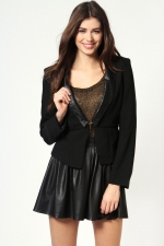 Leather lapel blazer at Boohoo at Boohoo