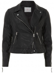 Leather look biker jacket at Dorothy Perkins