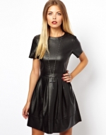 Leather look dress by ASOS at Asos