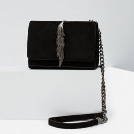 Leather messenger bag with metal detail at Zara