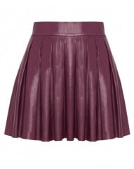 Leather pleated skirt in mulberry at Alice + Olivia