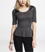 Leather shoulder tee at Express at Express