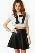 Leather skater skirt at Nasty Gal