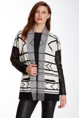 Leather sleeve cardigan by Cynthia Vincent at Nordstrom Rack