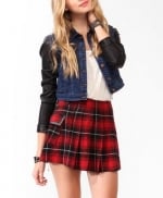 Leather sleeve denim jacket at Forever 21 at Forever 21