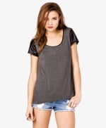 Leather sleeve tee by Forever 21 at Forever 21