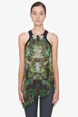 Leather trim cicada tank by Helmut Lang at SSENSE