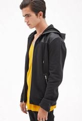 Leather trim hoodie at Forever 21