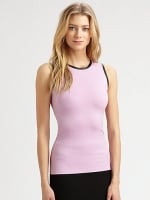 Leather trim top by L Agence at Saks Fifth Avenue