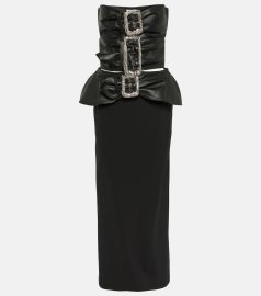 Leather-trimmed buckle-detail bustier gown in black - Jean Paul Gaultier at Mytheresa