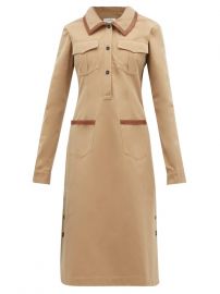 Leather-trimmed cotton shirtdress at Matches