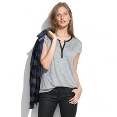 Leather trimmed henley tee at Madewell