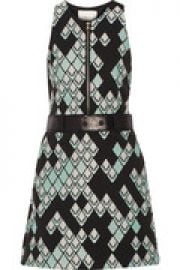 Leather-trimmed jacquard mini dress at The Outnet