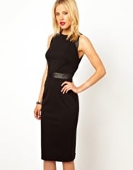 Leather trimmed pencil dress at Asos